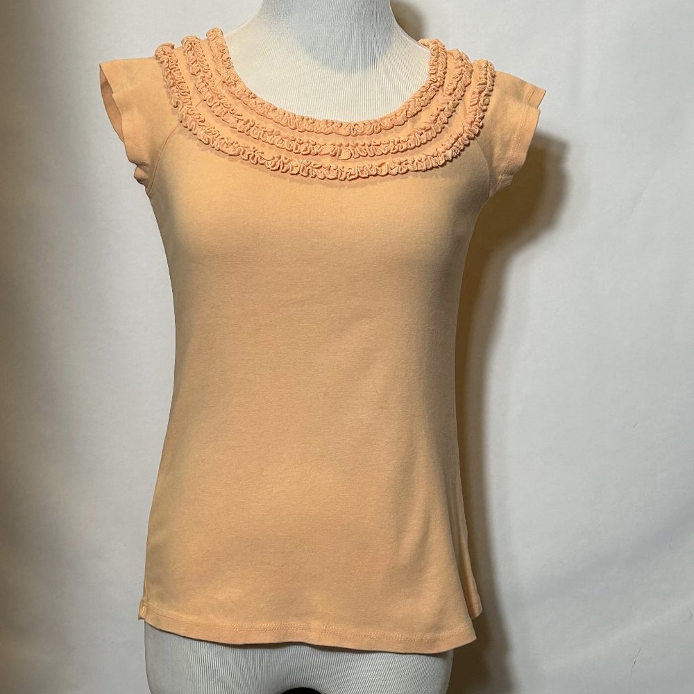 NWT Fresh Produce Baby Rib Island Ruffle Cap Sleeve Top Tee Melon Size XS - Picture 2 of 10
